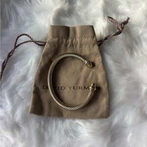 David Yurman Silver and Gold Classic Cable Bracelet with Dust Bag
